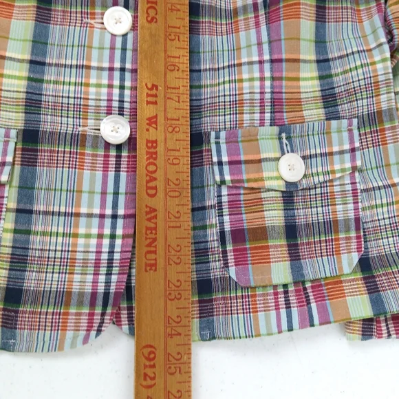 Talbots Blazer Size 10 Y2K Madras Plaid Button Up Pockets Cotton Flax Preppy - Picture 13 of 14